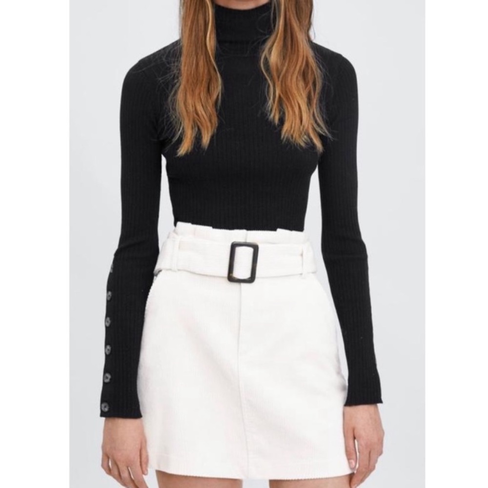 Zara Corduroy Cream Skirt XS